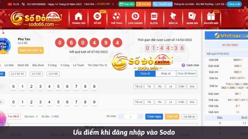 Ưu điểm khi đăng nhập vào Sodo